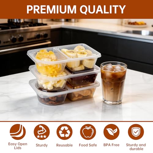Pawbena 20-Pack Reusable Snack Containers with Lids, Double Compartment