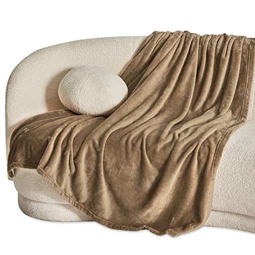 Bedsure Camel Fleece Throw Blanket 50x60 inches - Soft Lightweight Plush for Couch & Bed