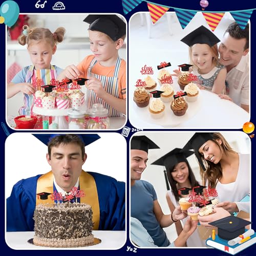 SANNIX 48Pcs Graduation Cupcake Toppers 2026 - Glitter Picks
