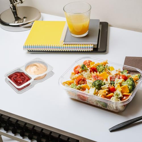 UVHJW 20-Pack Reusable Snack Containers with Lids - 2-Compartment Dipping Cases for Portion Control & Outdoor Use