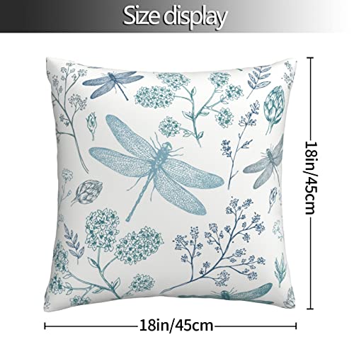 VARUN Vintage Dragonfly Floral 18x18 Throw Pillow Cover - Pattern 5