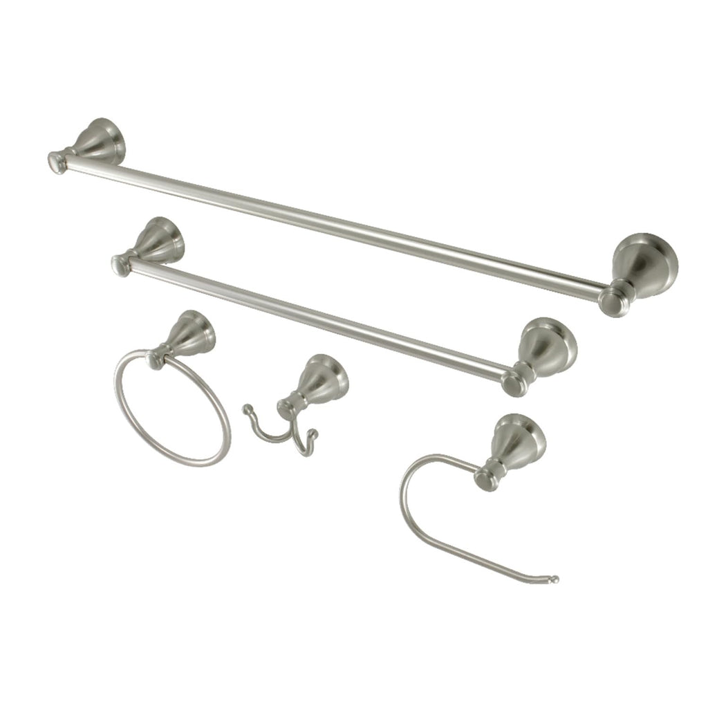 Kingston Brass BAHK5012478SN Mesa Verde 5-Piece 18-Inch and 24-Inch Towel Bars Bathroom Accessory Set in Brushed Nickel