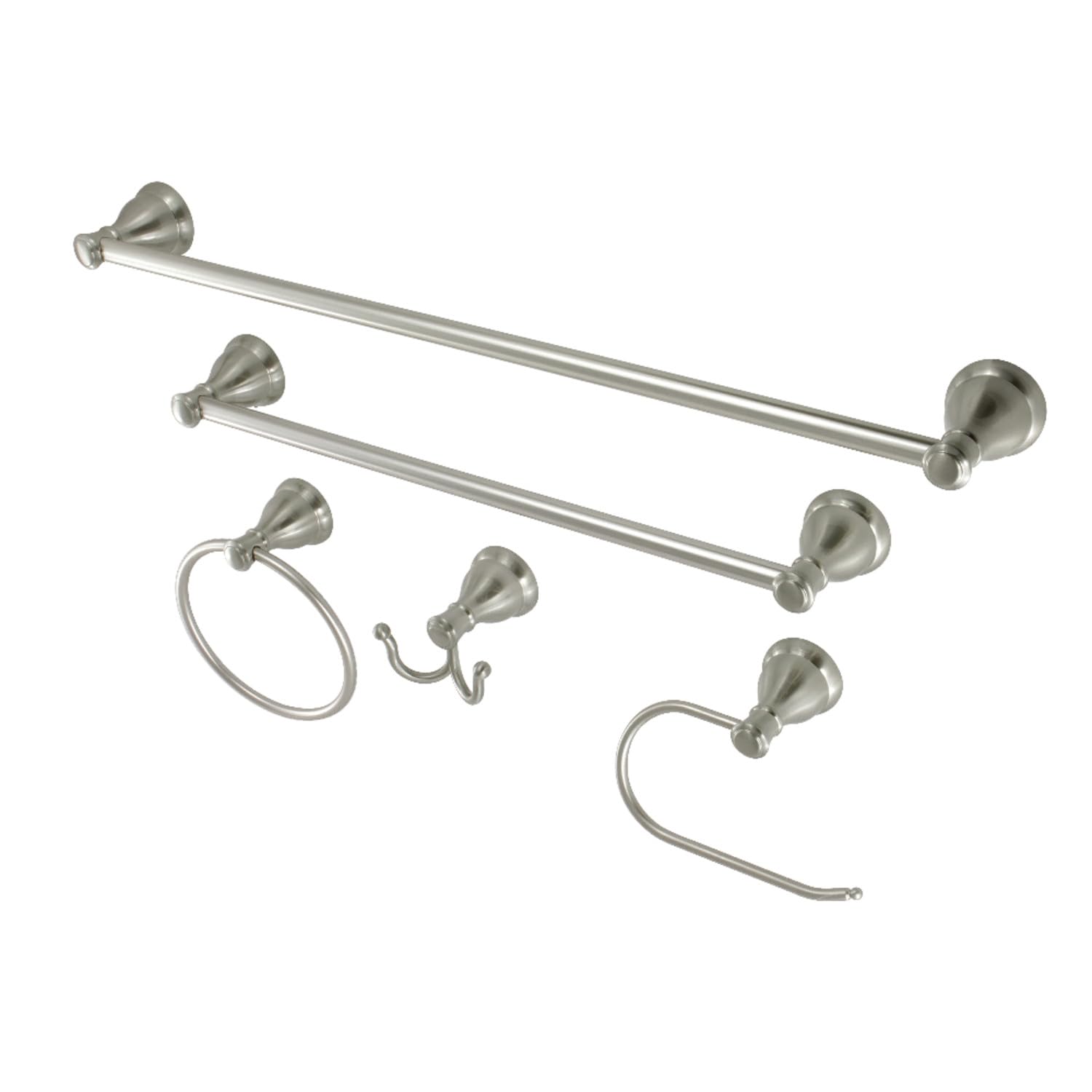 Kingston Brass BAHK5012478SN Mesa Verde 5-Piece 18-Inch and 24-Inch Towel Bars Bathroom Accessory Set in Brushed Nickel