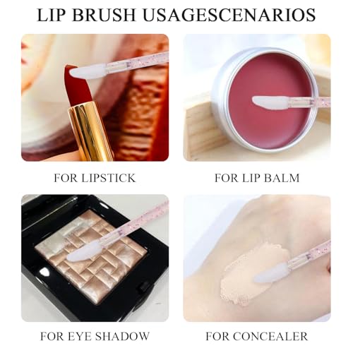 CAIYA 50 Pack Disposable Lip Brushes Crystal Wand Makeup Applicators Pink