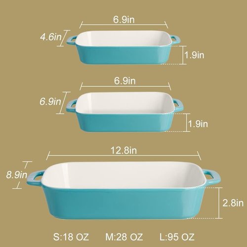 Sweejar Ceramic Bakeware Set, Rectangular Baking Dish for Cooking, Kitchen, Cake Dinner, Banquet and Daily Use, Casserole Dishes for Oven Porcelain Baking Pans (Red)
