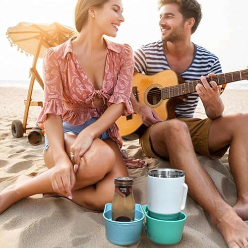 YISARSH Beach Cup Holder Set - Large Capacity, Blue, Pack of 2