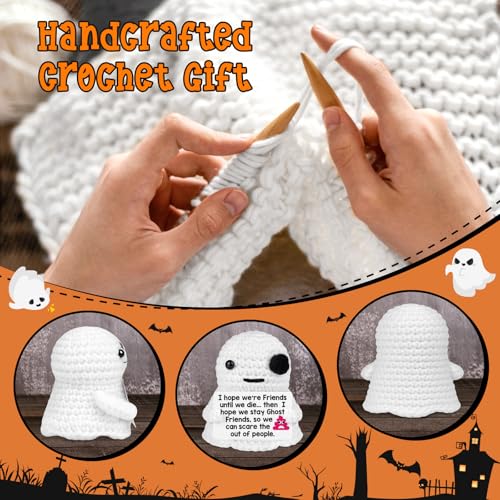 Ghost Friends Best Friend Gift for Women Halloween Birthday Friendship Crochet Ghost - Handmade Quirky Keepsake