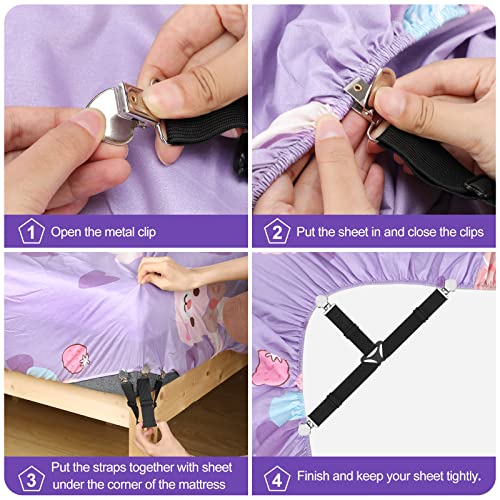 Adjustable Bed Sheet Fasteners - 4PCS Triangle Strap Clips