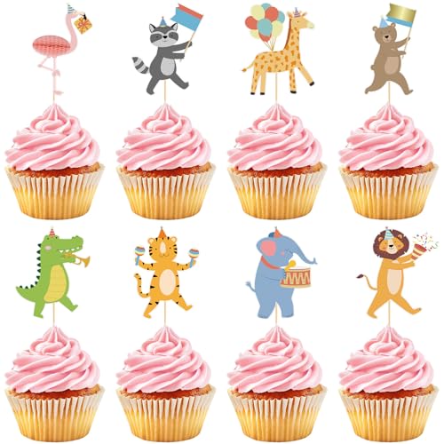 Safari Jungle Animal Cupcake Toppers - 40 Pcs for Kids Parties