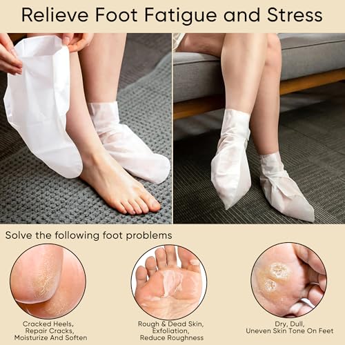Coconut Foot Peeling Mask 3 Pairs - Exfoliating Dead Skin Remover for Dry Feet and Cracked Heels