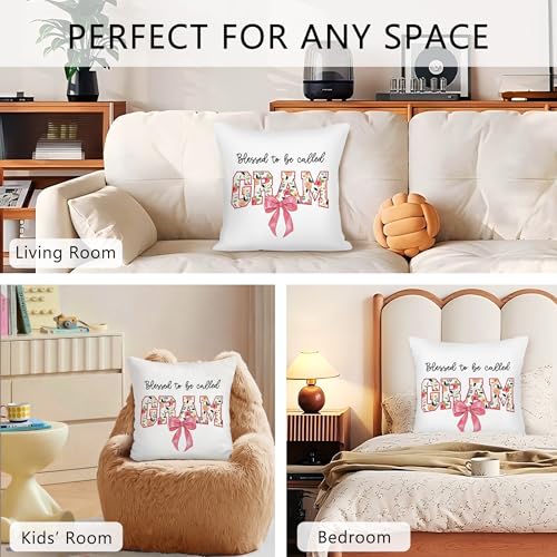 Gram Throw Pillow Cover 18x18 - Cozy Polyester Case for Grandma