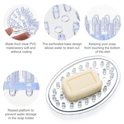 Matwsec Clear Plastic Soap Dish - 2PCS with Drainage Design