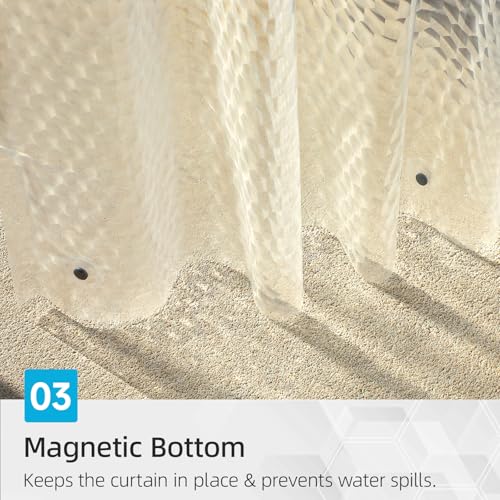 HOUSEWELL 3D Water Cube Sheer Shower Curtain Liner 72x72 - Heavy-Duty Waterproof with Magnets & Hooks
