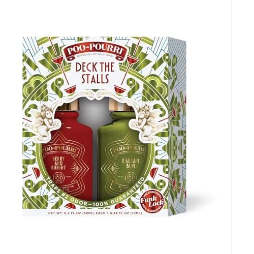 Poo-Pourri Before-You-Go Toilet Spray, Holiday Deck The Stalls Gift Set, Berry and Bright, Balsam Bum, Holiday Spice, Mistletoe Spritzes 2 oz, Pack of 4