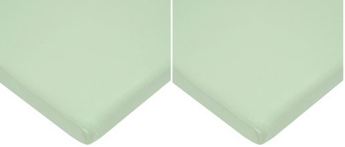 American Baby Company 15" x 33" Fitted Bassinet Sheet, 100% Natural Cotton Jersey Knit, Green, Soft Breathable, for Boys and Girls (Pack of 2)