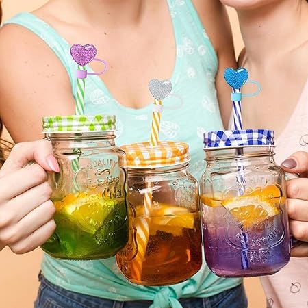 Bling Hearts Silicone Straw Cover for Stanley Tumbler – Blue