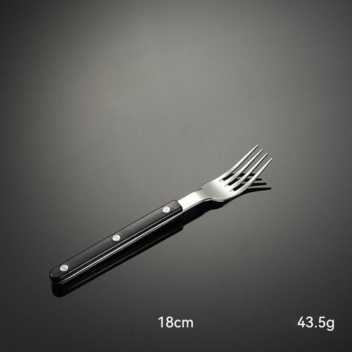 5-Piece Silverware Set Rivets Utensils Flatware Set for 1 Mirror Effect Simple Food-Grade Ergonomic Stainless Steel Dishwasher Safe Cutlery Set for Family Gatherings Black