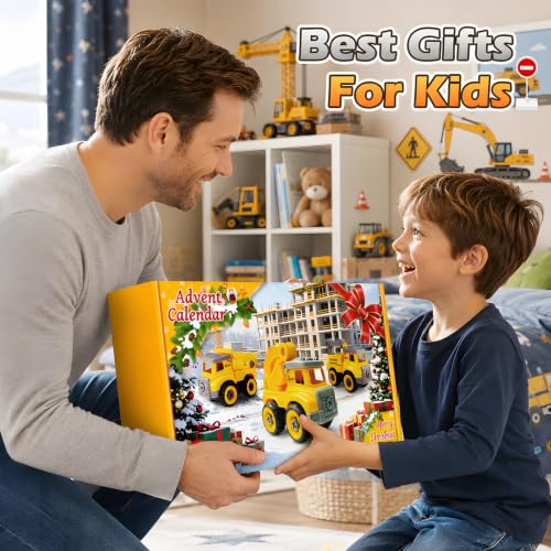 Kids Construction Vehicle Advent Calendar 2026 - 24 DIY Building STEM Toys