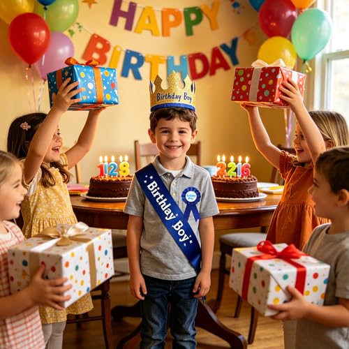 3-Pack Birthday Boy Crown Hats for Kids' Parties | Eiodoni