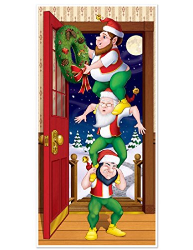 Beistle Christmas Elves Door Cover 30x60 Inch Holiday Decoration