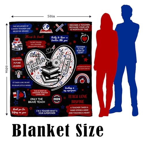 Teacher Appreciation Throw Blanket 50x60 - Soft Flannel Thank You Gift