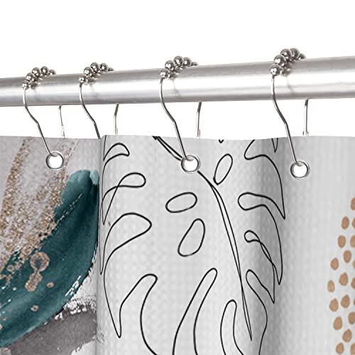 Yeele 71x71-Inch Boho Botanical Shower Curtain, Heavy-Duty Waffle Fabric