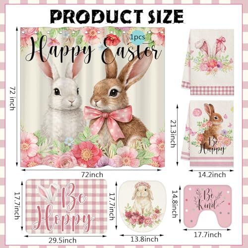 Easter Bunny Bathroom Set - Waterproof Shower Curtain & Rugs