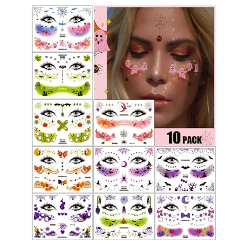 Halloween Temporary Tattoos for Kids Face & Body 10 Sheets
