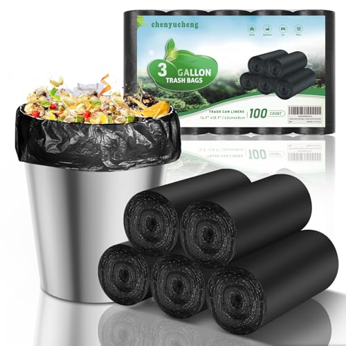 3 Gallon Biodegradable Black Trash Bags - 100 Count