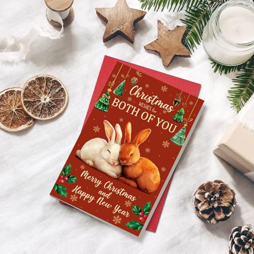 RollupJoy Cute Rabbit Christmas Card for Couples and Friends