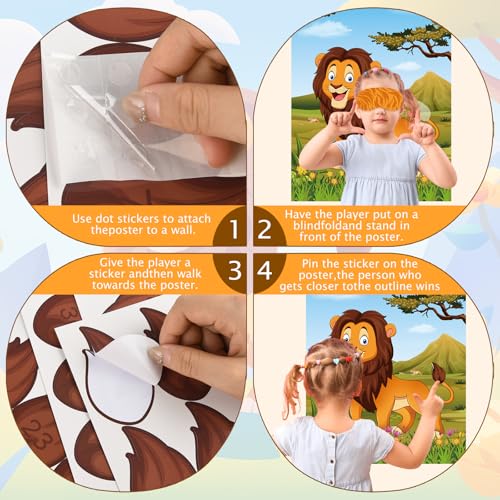 Pin The Tail on The Lion Party Game - Kids Birthday Supplies