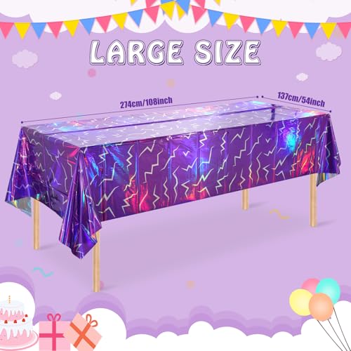 Iridescent Kpop Purple - 3 Pack 54x108 Inch Plastic Tablecloths for Parties