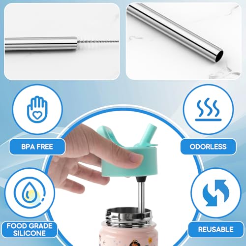 YINORD 4-Pack Stainless Steel Straws for Simple Modern Kids 14oz Water Bottle