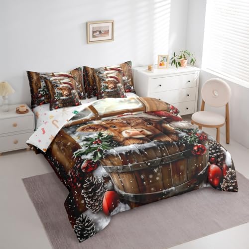 Feelyou Highland Cow 7-Piece King Bedding Set - Multi B09