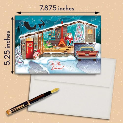 Christmas Greeting Cards - Mid-Century Modern House Design, Pack of 8