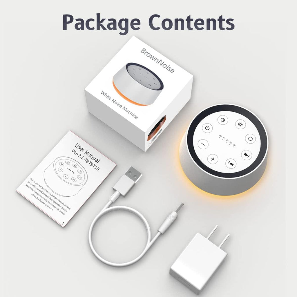 Skiennix Brown Noise Sound Machine - 30 Soothing Sounds & 12 Color Night Light | Memory Function & 36 Volume Levels