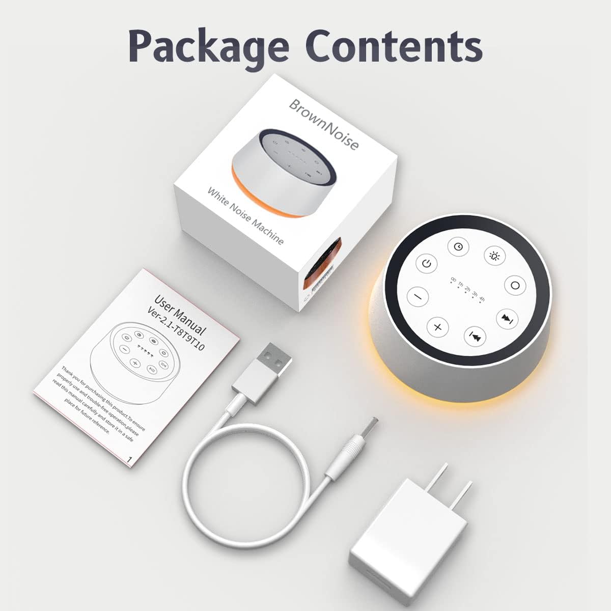 Skiennix Brown Noise Sound Machine - 30 Soothing Sounds & 12 Color Night Light | Memory Function & 36 Volume Levels
