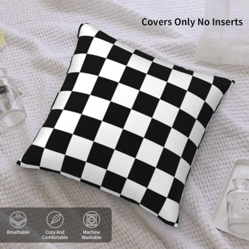 Black & White Checkered Throw Pillow Covers 18x18 Inch (Pack of 2)