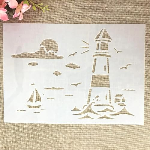 TIAMECH A4 Reusable Lighthouse Stencil for DIY Painting