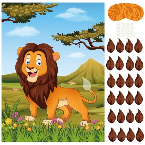 Pin The Tail on The Lion Party Game - Kids Birthday Supplies