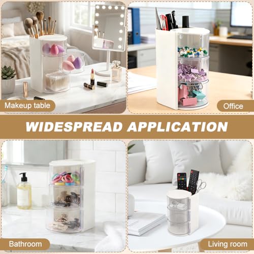 Ovrimelle 3-Tier Rotatable Hair Accessory Organizer, White Vanity Storage