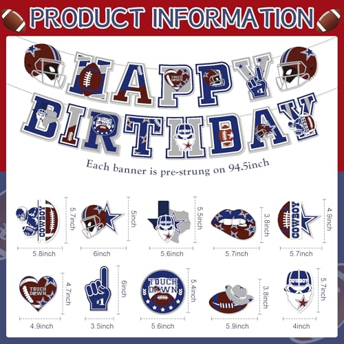 Blue Cowboy Football Party Decorations 12 Pcs - Cowboy & Rugby Theme