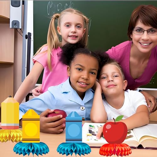 Back-to-School Honeycomb Centerpieces - 12 Pack Classroom Decorations
