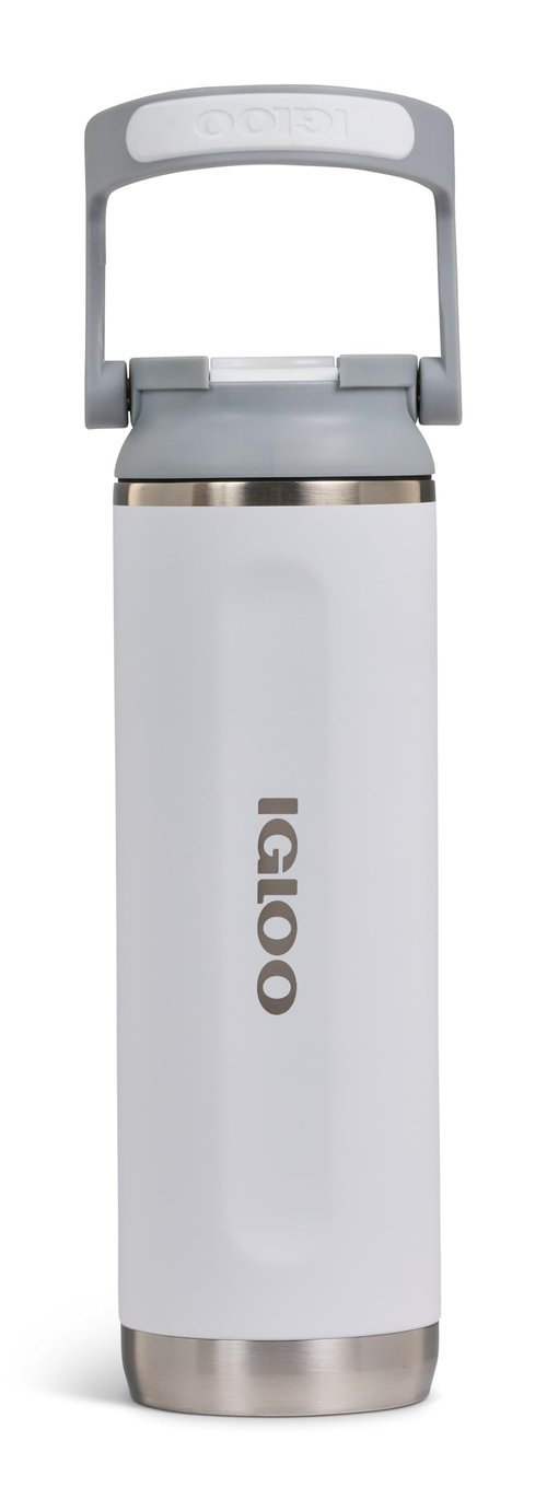IGLOO Sipper 20 Thermal Flask - Stainless Steel Water Bottle 570ml Insulated & Leak-Proof Carbonated White - BPA Free for Hot & Cold Drinks