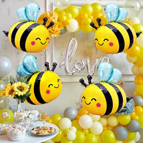 4-Pack Bumblebee Foil Balloons - Honey Bee Party Decorations
