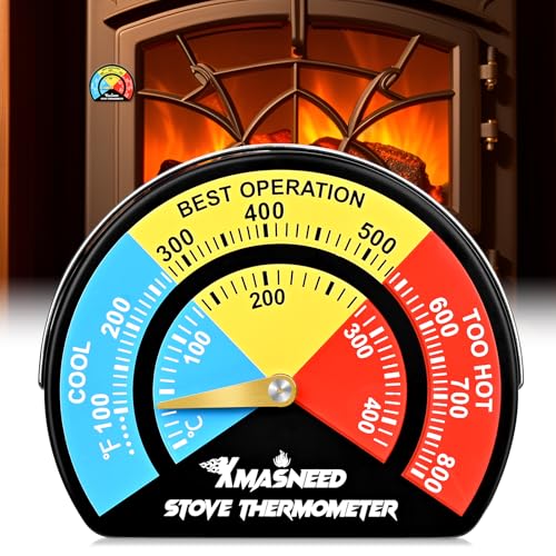 Large Magnetic Fireplace Thermometer for Wood & Pellet Stoves - 1PCS