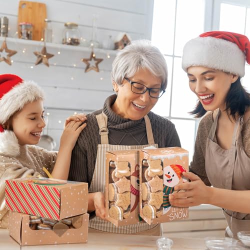 Christmas Cookie Boxes with Window Snowflake Design - 24 Pack