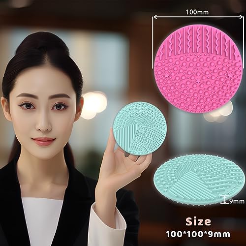 YalsFTY Silicone Makeup Brush Cleaner Mat - 2 Pack Dual-Sided Scrubber Pad