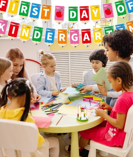First Day of Kindergarten Glitter Banner - Pre-Assembled School Party Decor