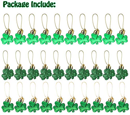 30 PCS St. Patrick's Day Shamrock Ornament Set - Good Luck Clover Decor
